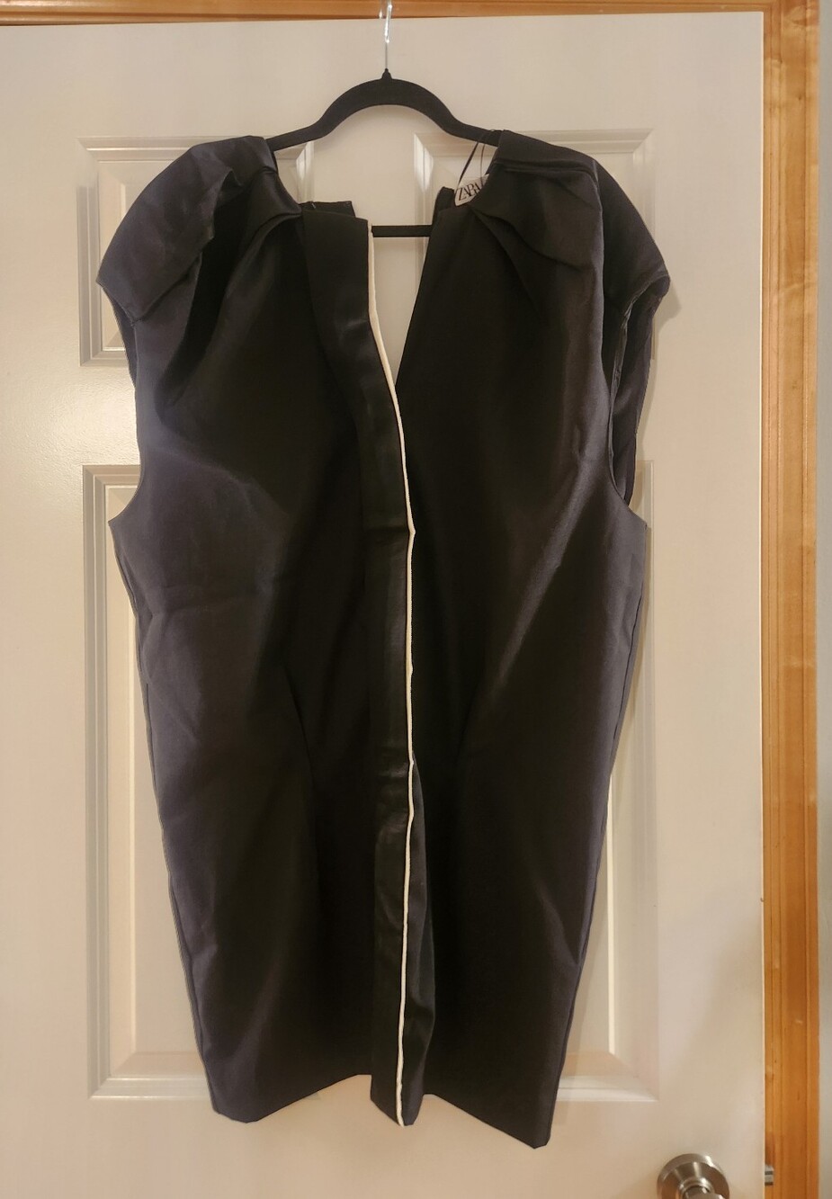 Zara Collection Black Dress with White Trim, Size Large